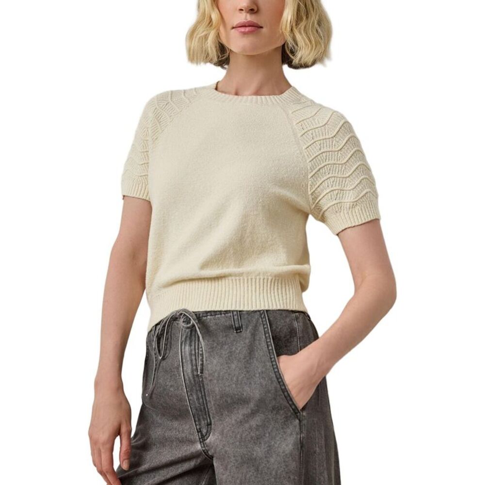 Lilla P Womens  Textured Sleeve Sweater
